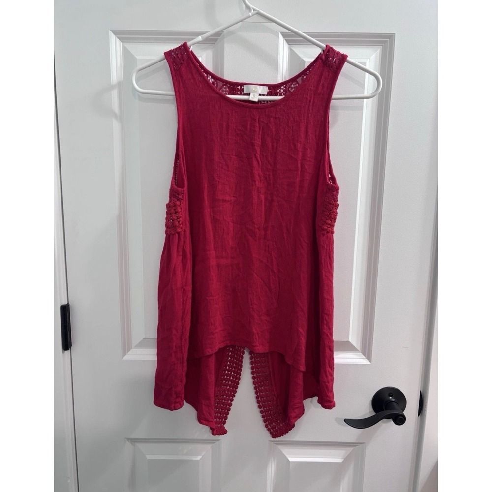 Women's Collective Concepts Red Tank Top With Split Back Size Small Flowy
